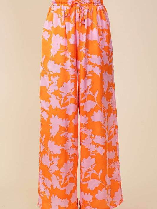 Feeling Tropical Flowy Wide Leg Pants with Drawstring Waist-Women's Clothing-Shop Z & Joxa