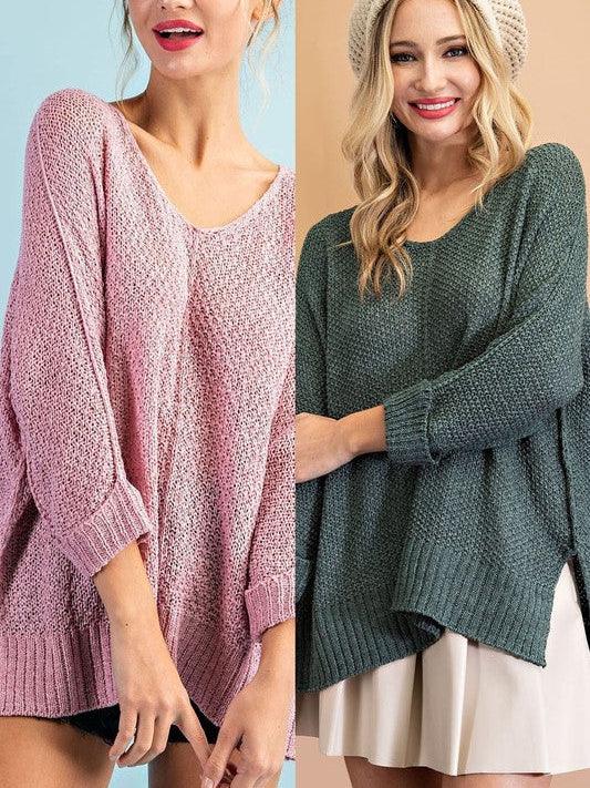 Finding Balance Crew Neck Knit Sweater-Women's Clothing-Shop Z & Joxa