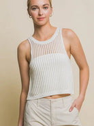 Flawless Flaws Sleeveless Open Knit Crop Top-Women's Clothing-Shop Z & Joxa