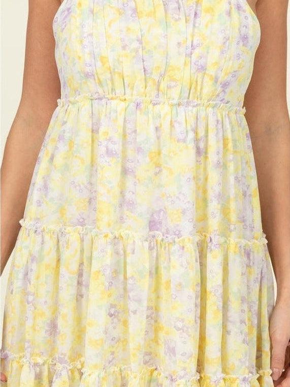 Flirty In Floral Tiered Mini Dress with Hammock Straps-Women's Clothing-Shop Z & Joxa