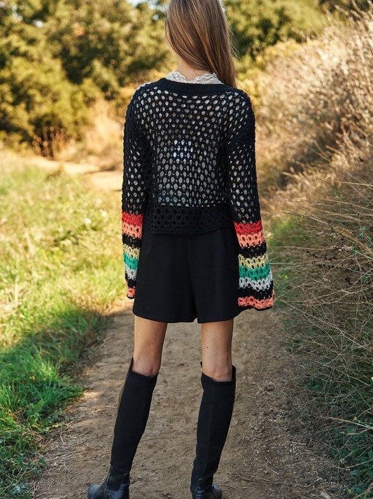 Flared Sleeve Crop Crochet Sweater – Litlookz Studio
