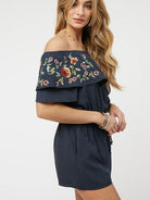 Floral Rose Off Shoulder Romper-Women's Clothing-Shop Z & Joxa