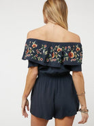 Floral Rose Off Shoulder Romper-Women's Clothing-Shop Z & Joxa