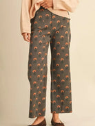 Flower Power Olive Floral High Rise Wide Leg Pants-Women's Pants-Shop Z & Joxa