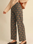 Flower Power Olive Floral High Rise Wide Leg Pants-Women's Pants-Shop Z & Joxa