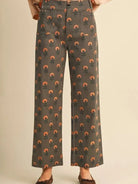 Flower Power Olive Floral High Rise Wide Leg Pants-Women's Pants-Shop Z & Joxa
