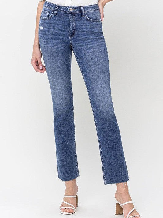 Flying Monkey A Perfect Pair High Rise Straight Legs Crop Jeans-Women's Clothing-Shop Z & Joxa