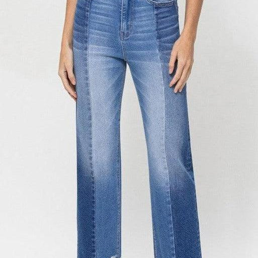 Flying Monkey Be Who You Want to Be Super High Rise Straight Jeans with Contrast and Hem Detail-Women's Clothing-Shop Z & Joxa