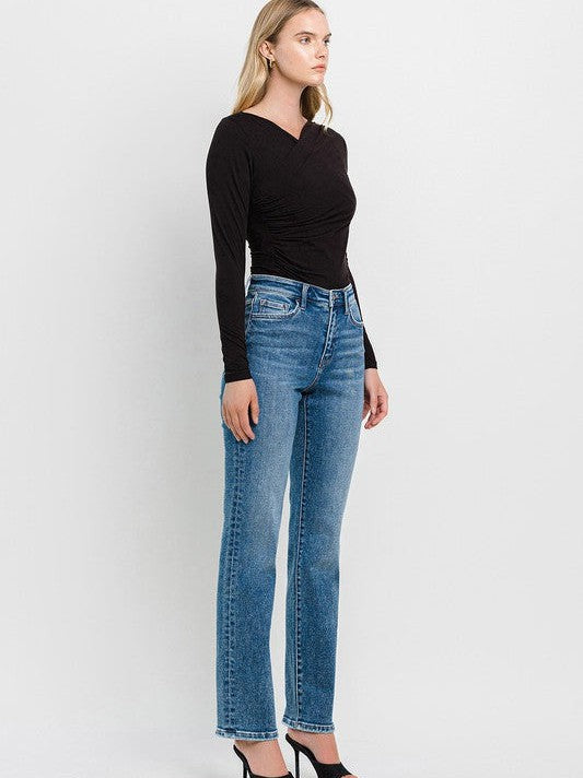 Flying Monkey Illuminating Style High Rise Straight Cut Jeans-Women's Clothing-Shop Z & Joxa