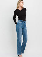 Flying Monkey Illuminating Style High Rise Straight Cut Jeans-Women's Jeans-Shop Z & Joxa