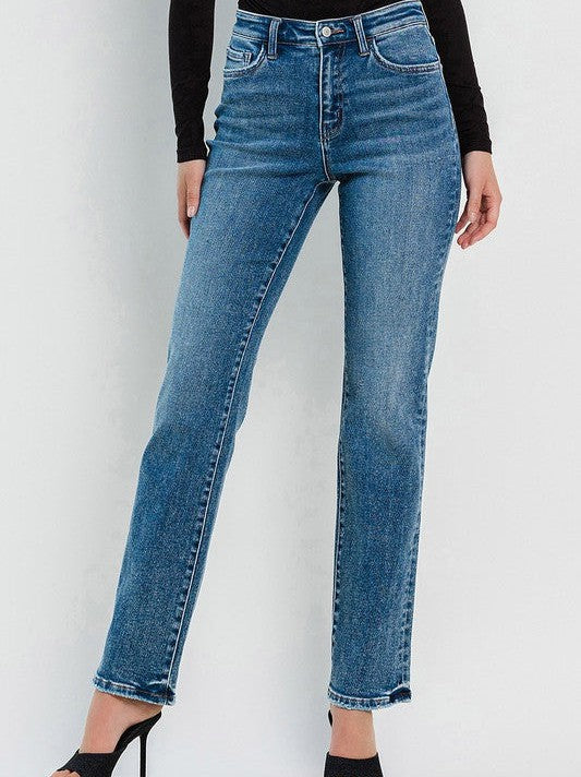 Flying Monkey Illuminating Style High Rise Straight Cut Jeans-Women's Jeans-Shop Z & Joxa