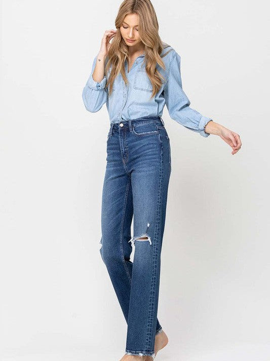 Flying Monkey Los Angeles Super High Rise Straight Leg Jeans-Women's Clothing-Shop Z & Joxa