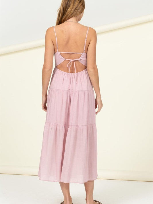 Follow Your Heart Smocked Cut Out Midi Dress-Women's Clothing-Shop Z & Joxa