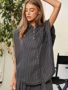 Following Your Own Path Stripe Button Down Shirt + Long Pants Set-Women's Clothing-Shop Z & Joxa