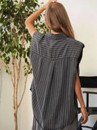 Following Your Own Path Stripe Button Down Shirt + Long Pants Set-Women's Clothing-Shop Z & Joxa