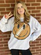 Football Smiley Face Crewneck Sweatshirt-Women's Clothing-Shop Z & Joxa