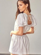 Forever Stylish White Puff Sleeve Romper-Women's Clothing-Shop Z & Joxa