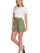 Frayed Just Right Drawstring Shorts with Pockets-Women's Clothing-Shop Z & Joxa