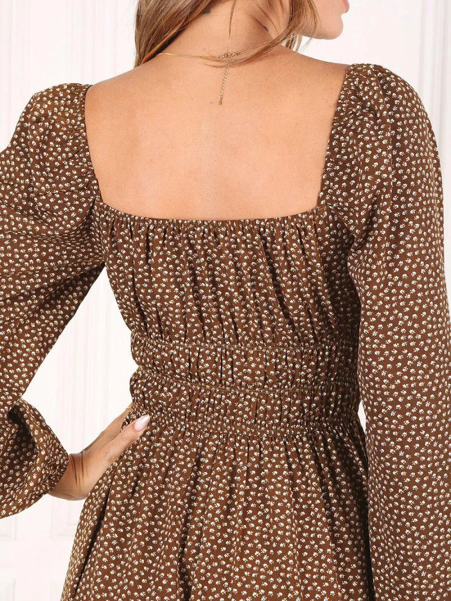 Free Reign Vintage Floral Dress with Puff Sleeves-Women's Dresses-Shop Z & Joxa