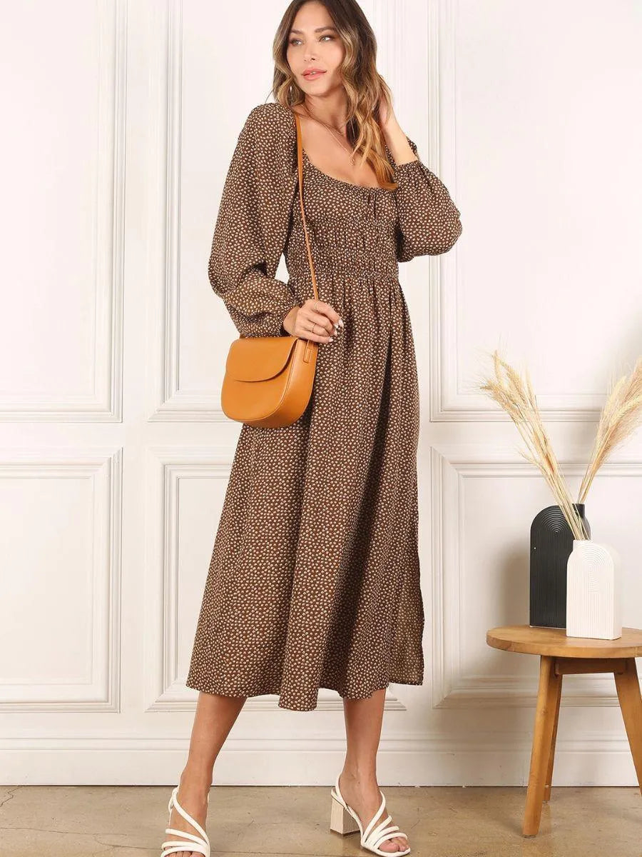 Free Reign Vintage Floral Dress with Puff Sleeves-Women's Dresses-Shop Z & Joxa