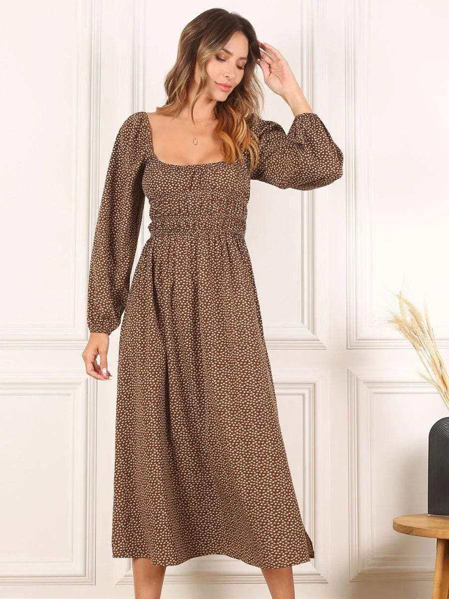 Free Reign Vintage Floral Dress with Puff Sleeves-Women's Dresses-Shop Z & Joxa