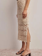 Free Spirit Natural Crochet Lace Midi Skirt-Women's Skirts & Skorts-Shop Z & Joxa