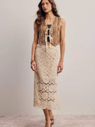 Free Spirit Natural Crochet Lace Midi Skirt-Women's Skirts & Skorts-Shop Z & Joxa