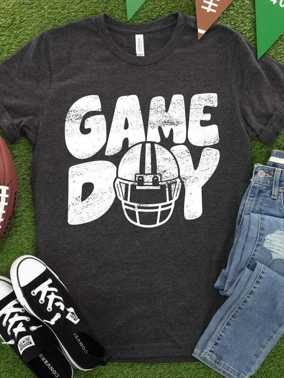 Game Day Football Helmet Graphic Tee-Women's Clothing-Shop Z & Joxa