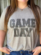 Game Day Leopard Print Graphic Tee-Women's Clothing-Shop Z & Joxa