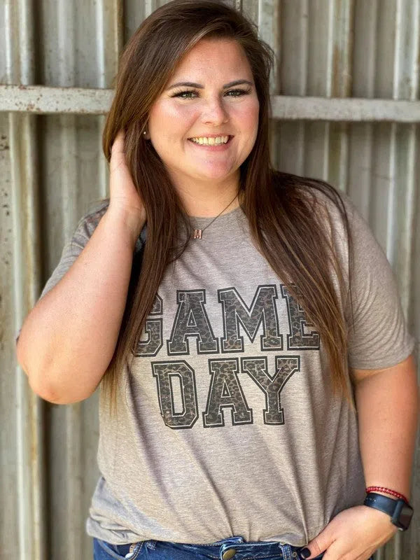 Game Day Leopard Print Graphic Tee-Women's Clothing-Shop Z & Joxa