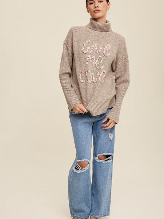 Give Me Love Mock Neck Sweater-Women's Clothing-Shop Z & Joxa