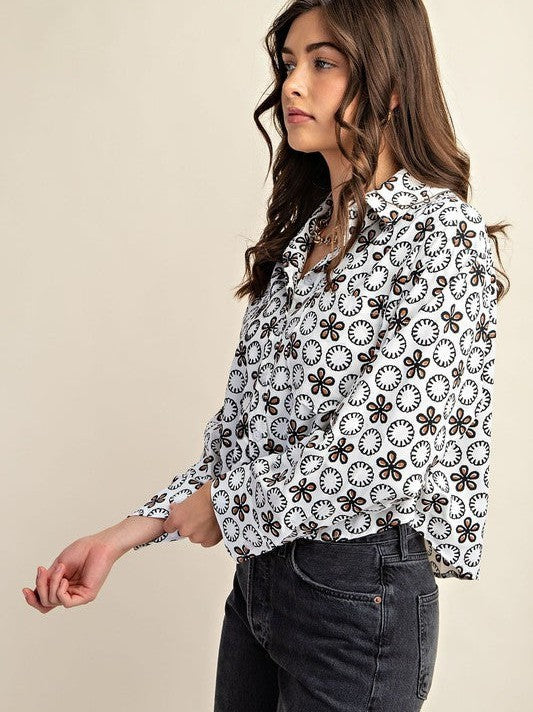 Give Me a Lil' Vintage Flair Cropped Button Shirt-Women's Clothing-Shop Z & Joxa