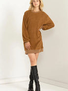 Give Me that Flirty Touch Crewneck Sweatshirt Dress-Women's Clothing-Shop Z & Joxa