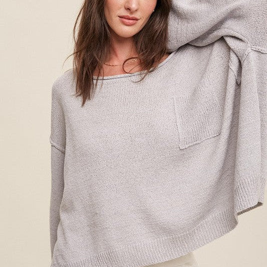 Go Big or Go Home Light Weight Wide Neck Oversized Cropped Sweater-Women's Clothing-Shop Z & Joxa