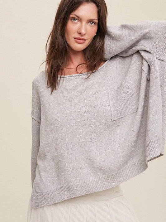 Go Big or Go Home Light Weight Wide Neck Oversized Cropped Sweater-Women's Clothing-Shop Z & Joxa