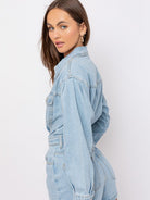 Go Free, Go lively, Go Denim Long Sleeve Romper-Women's Rompers-Shop Z & Joxa