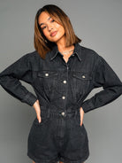 Go Free, Go lively, Go Denim Long Sleeve Romper-Women's Rompers-Shop Z & Joxa