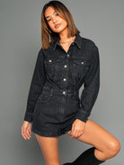 Go Free, Go lively, Go Denim Long Sleeve Romper-Women's Rompers-Shop Z & Joxa