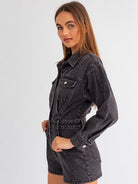 Go Free, Go lively, Go Denim Long Sleeve Romper-Women's Rompers-Shop Z & Joxa