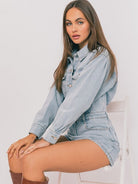 Go Free, Go lively, Go Denim Long Sleeve Romper-Women's Rompers-Shop Z & Joxa