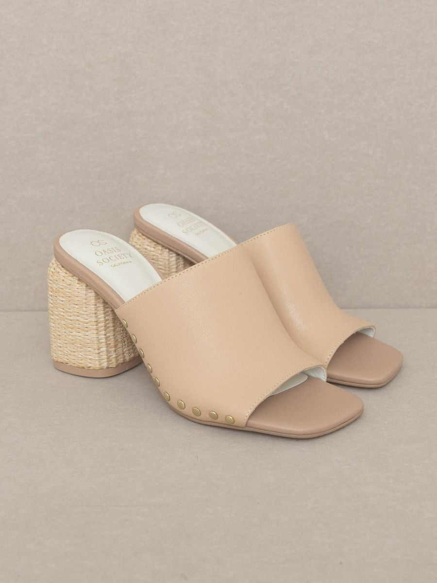 Go Your Own Way Studded Raffia Slide Heel-Women's Shoes-Shop Z & Joxa