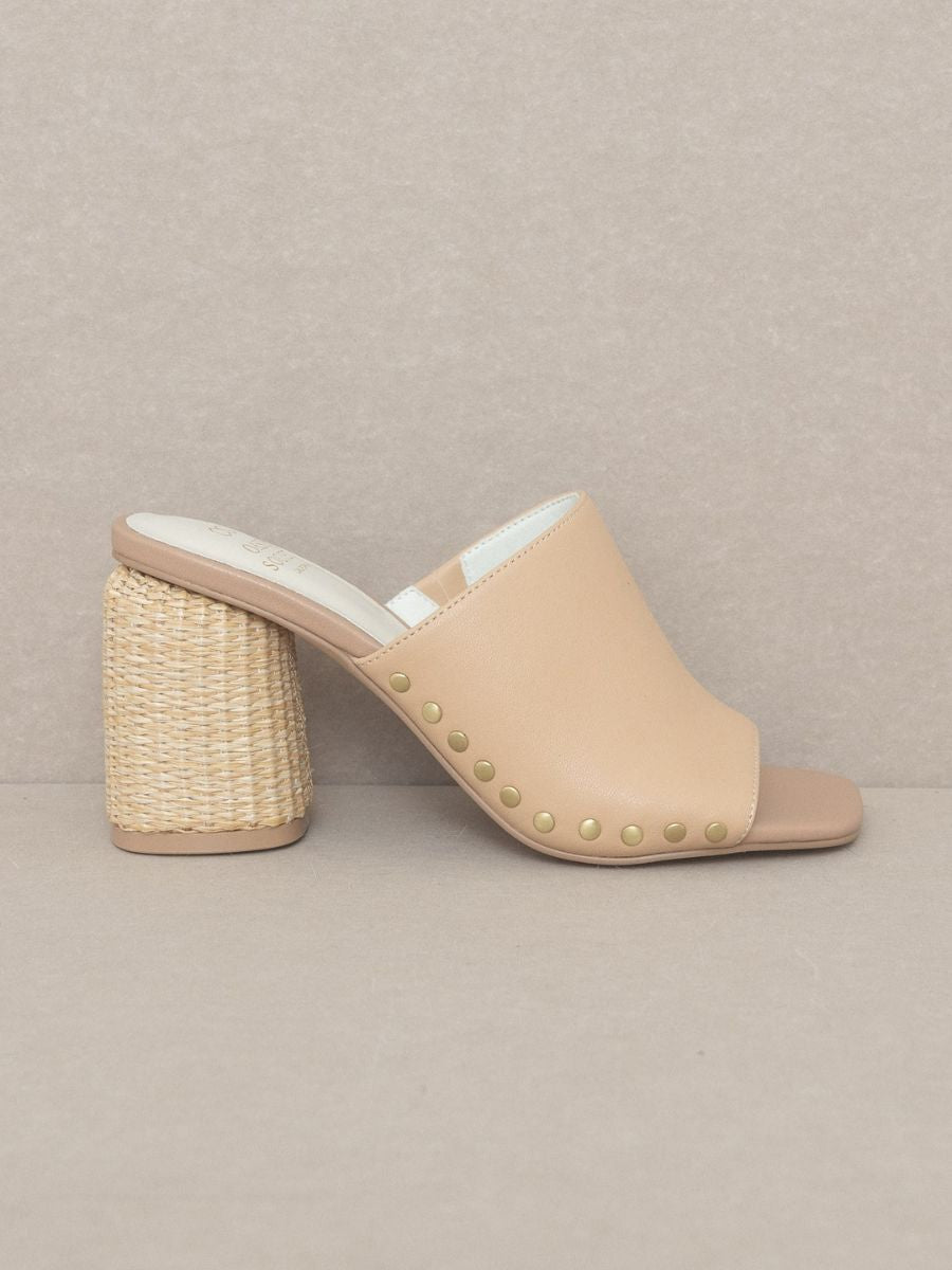 Go Your Own Way Studded Raffia Slide Heel-Women's Shoes-Shop Z & Joxa