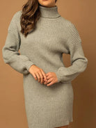 Good Clothes Open Doors Turtle Neck Balloon Sleeve Sweater Dress-Women's Clothing-Shop Z & Joxa