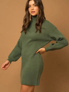 Good Clothes Open Doors Turtle Neck Balloon Sleeve Sweater Dress-Women's Clothing-Shop Z & Joxa