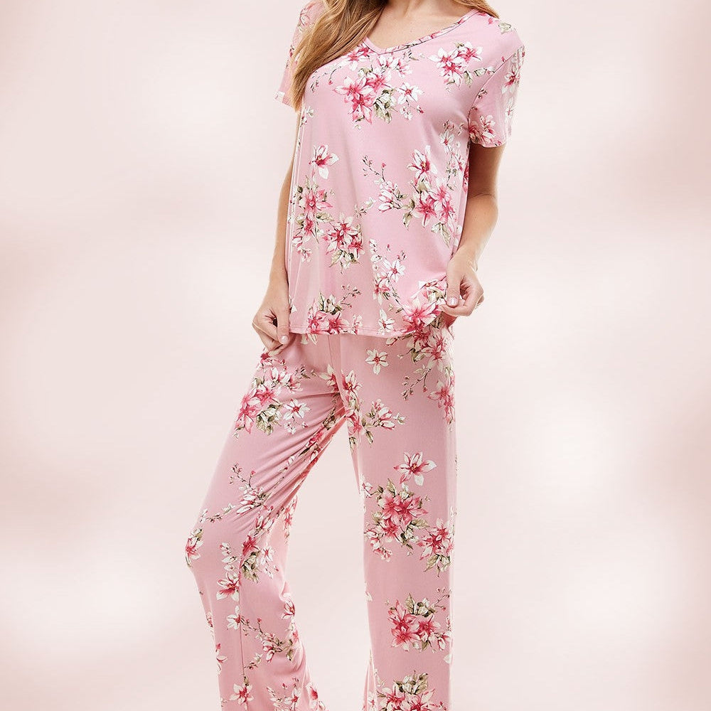 Good Morning Sunshine Pink Floral Pajama Set-Women's Clothing-Shop Z & Joxa