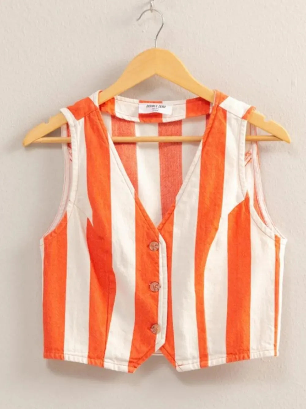 HYFVE Sunset Spice Striped V-Neck Button Down Vest-Women's Shirts & Tops-Shop Z & Joxa