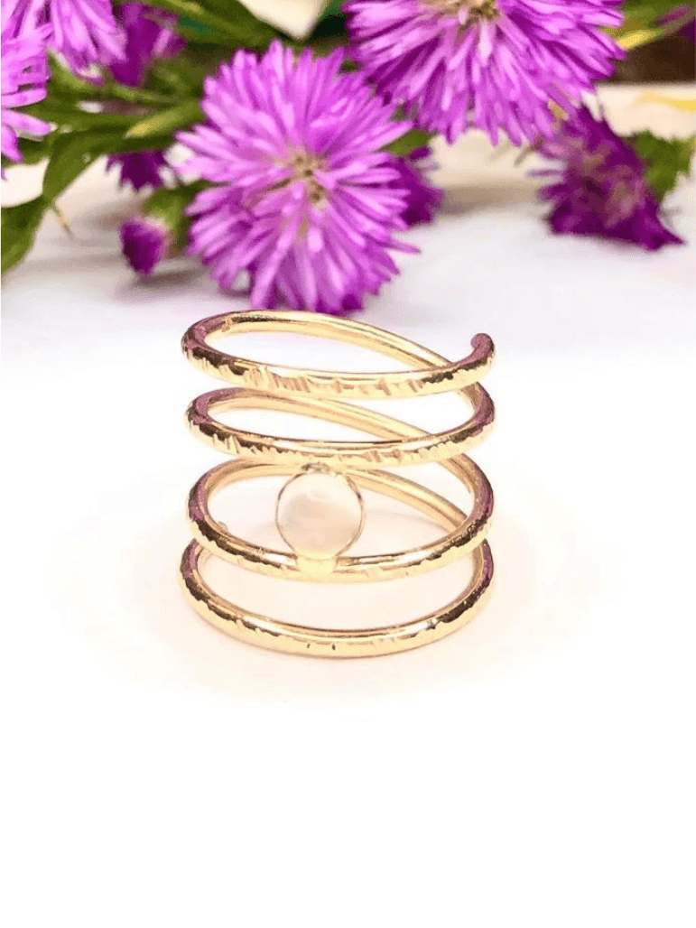 Handmade 14K Gold Filled Spiral Moonstone Ring-Women's Accessories-Shop Z & Joxa