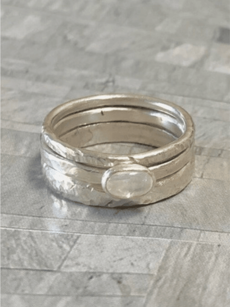 Handmade Sterling Silver Moonstone Ring Set - Z & Joxa Co.