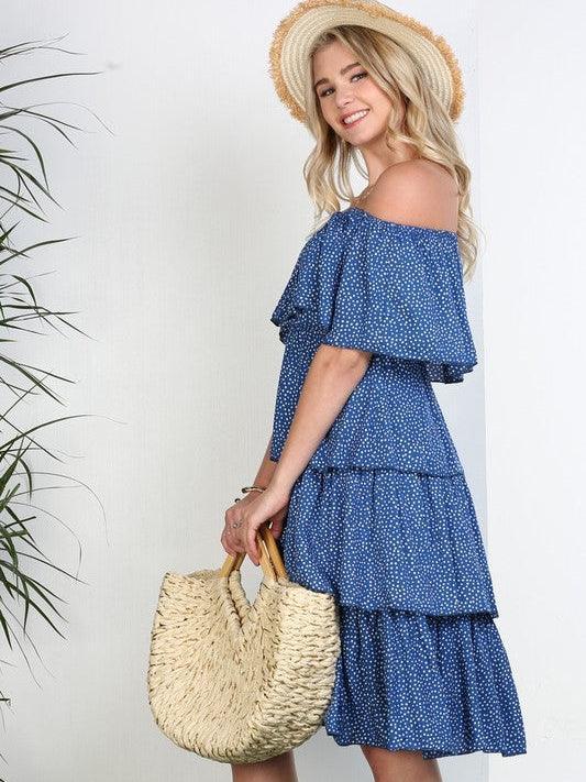 Happiness in a Dress Off-the-Shoulder Tiered Ruffle Dress-Women's Clothing-Shop Z & Joxa