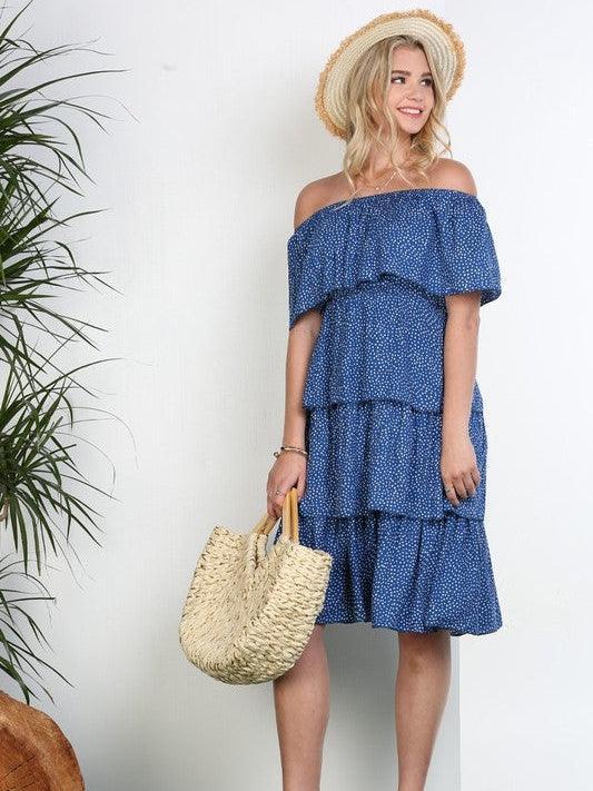 Happiness in a Dress Off-the-Shoulder Tiered Ruffle Dress-Women's Dresses-Shop Z & Joxa